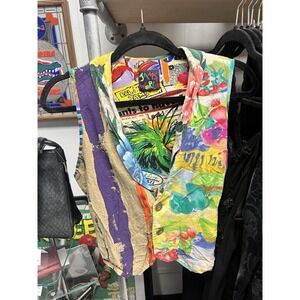 Vintage 90s JAMS WORLD Multi Color Hawaiian Cropped Vest Size Medium